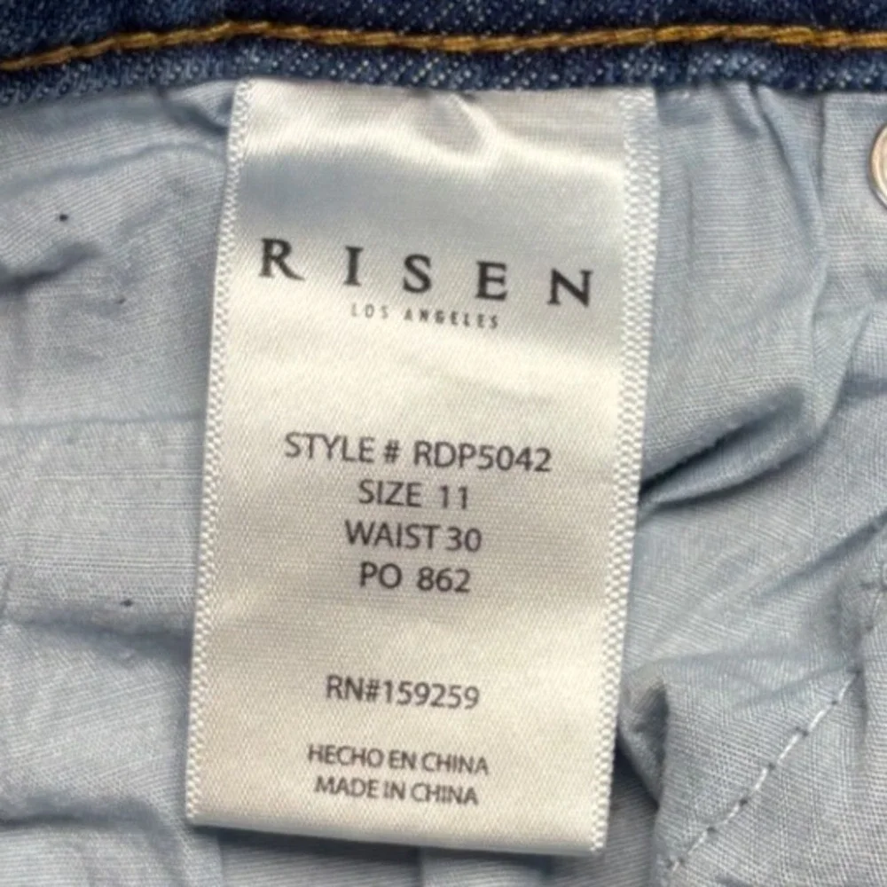 Risen Jeans Women 11/30 High Rise Distressed Skinny Ankle Raw Hem Stretch Blue
